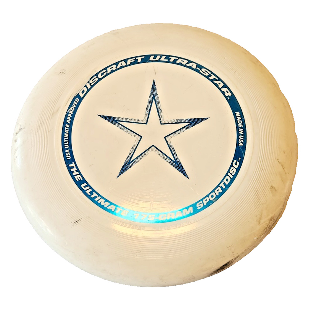 Vintage Discraft Ultra-Star Ultimate 175g Sportdisc Disc Golf Frisbee White Blue